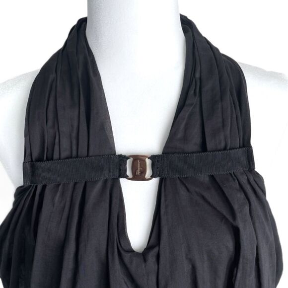 FERRAGAMO Black Halter Neck Top in Cotton Voile - Picture 5 of 11